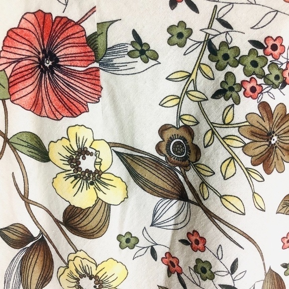 Vintage Linen Blend Floral Skirt Sz 10 - Picture 3 of 9